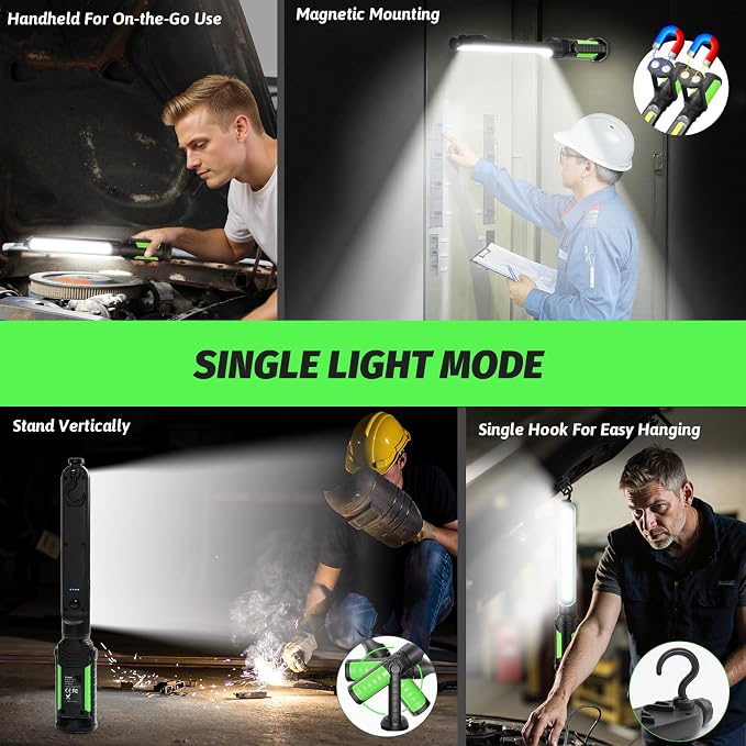 Rechargeable Mechanic Light, 2-in-1 Magnetic Light Bar with Motion Sensor, 2400LM Underhood Work Lights for Mechanics, for Automotive Repair, Inspection, Garage, Emergency