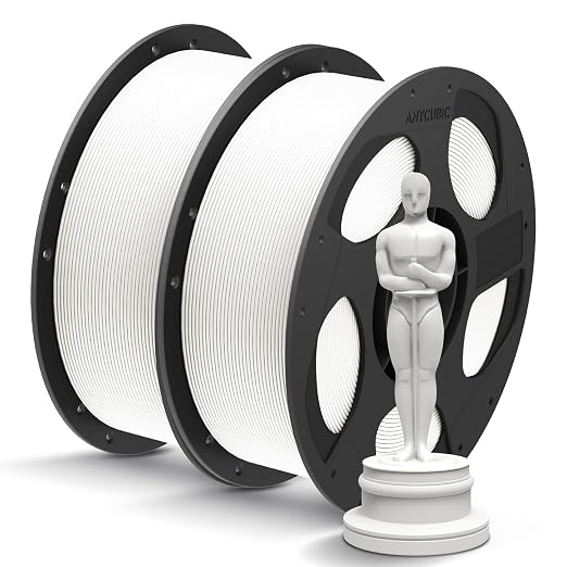 ANYCUBIC PLA+ 3D Printer Filament Bundle, PLA Plus 1.75mm Dimensional Accuracy +/- 0.02mm, Fit Most FDM 3D Printers, 1KG Reusable Spool, 2KG White+White