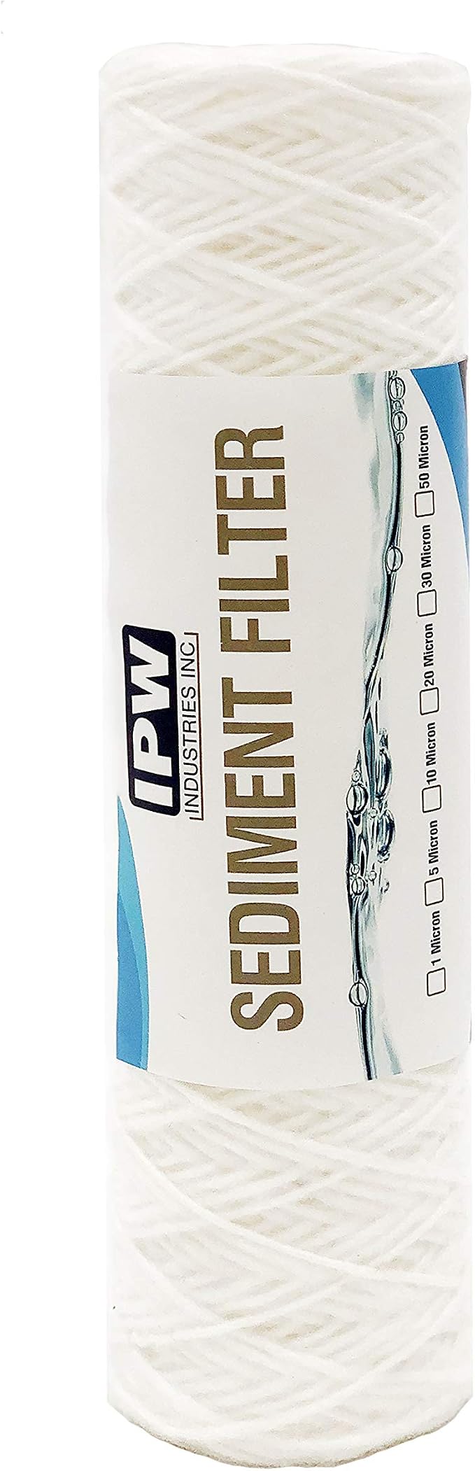IPW Industries Inc. 5 Micron String Wound Water Filter for Universal Whole House Replacement Cartridge Sediment Filters for Well Water 10" x 2.5" - 6 Pack