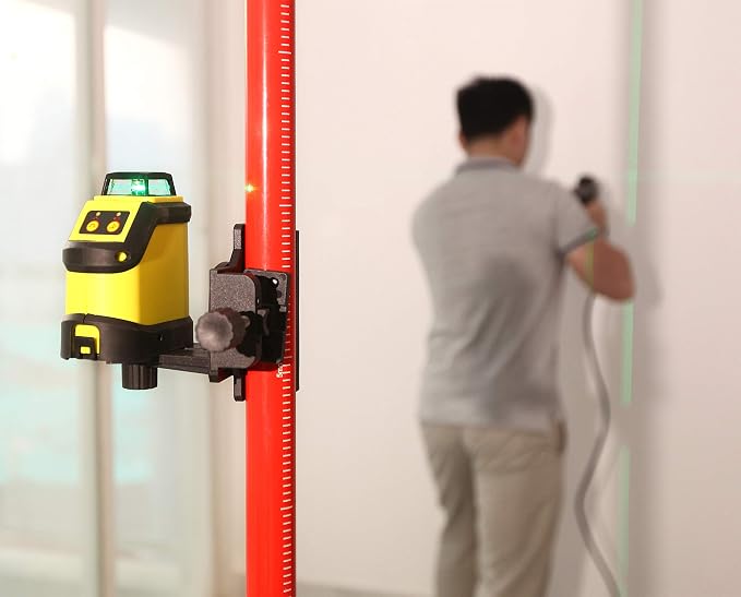 Firecore 360° Self Leveling Cross Line Laser Level with 13 Ft Telescoping Laser Pole