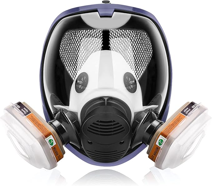 17in 1 Reusable Full Face Respirator Widely Used in Paint Sprayer, Chemical,Woodworking,Dust Protector