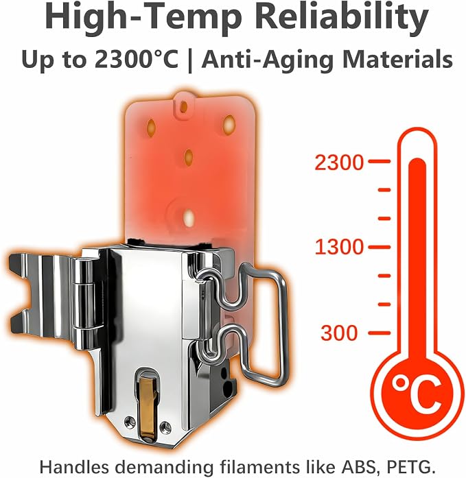 for Bambu Lab H2D/H2C Hotend Heating Assembly - Left,Zirconia Ceramic Base with Pre-Installed Thermistor & Heater Cartridge – Excellent Thermal Insulation– Quick-Clamp Design for Bambu H2C H2D Parts