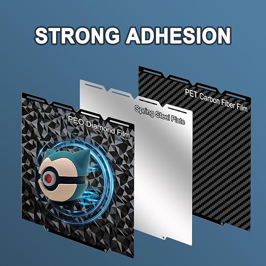 Double-Sided PET+PEO Build Plate for Snapmaker U1 – 270×270mm Smooth Diamond PEO+Carbon Fiber PET Flexible Spring Steel Printing Platform, Strong Adhesion & Easy Release