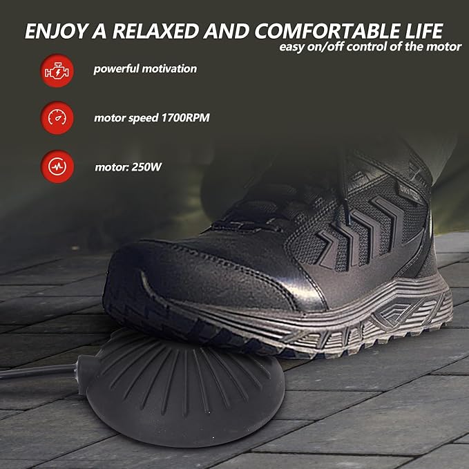 GAOMON Drain Cleaner Machine 50FT x 1/2 Inch Electric Drain Auger Sewer Auger Fits 1 to 4 Inch Pipes with 4 Cutter, Air-Activated Foot Switch, Gloves (K300F)
