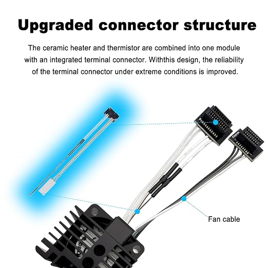0.4mm Hardened Steel Complete Hotend Nozzle Kit for Bambu Lab P1P P1S, All-Metal Integrated Design 300℃ High-Temperature Print Head with Fan,Thermistor,Ceramic Heater