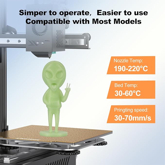 Kingroon Glow in Dark 1.75mm PLA Filament, Fit Most FDM 3D Printers, Dimensional Accuracy +/- 0.03 mm, 1kg Spool(2.2lbs), Luminous PLA 3D Printer Filament - Green