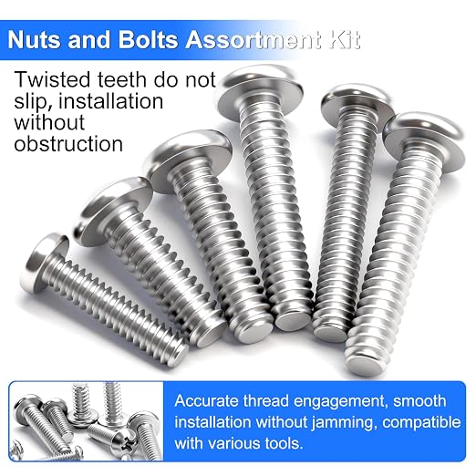 333Pcs Machine Screws Nuts and Bolts Assortment Kit, Stainless Steel Bolts 9 Sizes M3 M4 M5 M6 Phillips Pan Head Screw Assortment Kit for Furniture, Automotive, Appliance Repair, DIY Projects