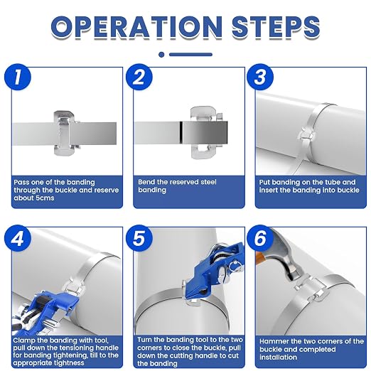 Steel Banding Tool Strapping Tensioner - Tensioner & Crimper & Cutter, Stainless Steel Banding Ratchet Tensioner for 3/4" Stainless Banding, Multi-Functional Strapping Tools for Heavy Duty Package