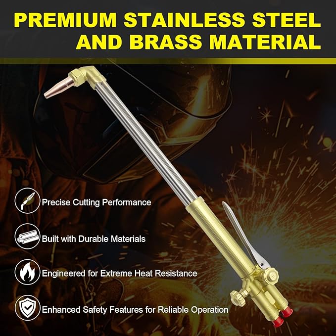 ST900FC Type Straight Cutting Torch, 21 Inch Oxygen Acetylene Cutting Torch with 1-101 Cutting Tip, Built-in Flashback Arrestors and Check Valves, Straight Cutting Outfit, 0381-1621