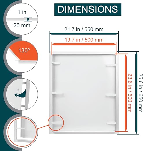 20" x 24" White Metal Access Panel - Wall Access Panel for Drywall - Hidden Wire Cover for Wall Covering Panels - Plumbing, Electricity, Heating Alarm, Bathroom, Dry Wall Hole Cover