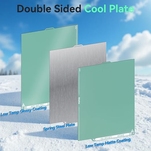 Energy-Saving Centauri Carbon/CC2 Cold Build Plate 260*271mm,Double Sided Glossy+Matte Low-Temperature Strong-Adhesion Platform Compatible with Elegoo Centauri Carbon/Centauri Carbon 2 3D Printer-1PCS