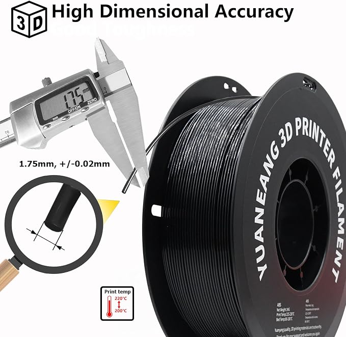 PETG 3D Printer Filament 1.75mm Black, 1kg Spool, Strong & Durable PETG Material, Heat-Resistant, Low Warping, High Transparency Option, ±0.03mm Precision
