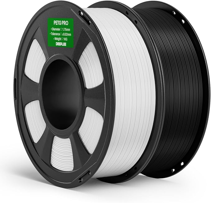 PETG PRO Filament 1.75mm Black and White 2KG, 1.75mm PETG 3D Printer Filaments Enhanced Toughness and Weather Resistance, Fit for Most FDM 3D Printers