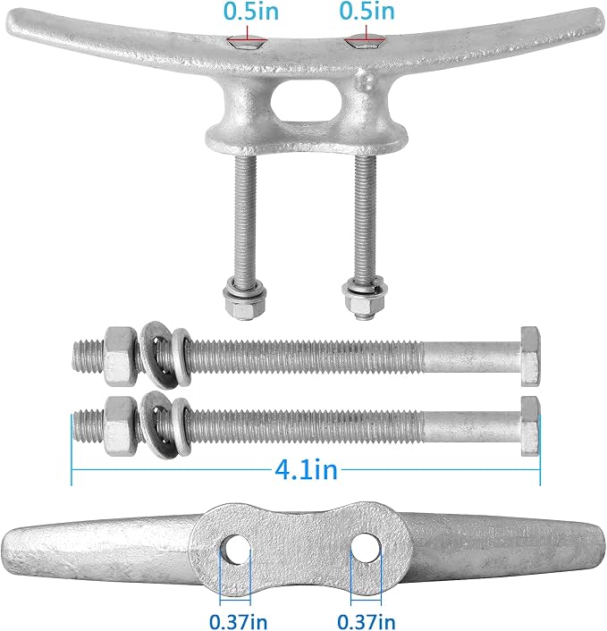 6/8/10/12/14 inch Dock Cleats With Bolts,Hot Dipped Galvanized Cast Iron Boat Cleats,Rope Cleat Boat Dock Cleats for Boat Docks,Decks,Piers for Tying up Boats,Marine Decor(1,2,4,5,6,8,10,12 Pack)