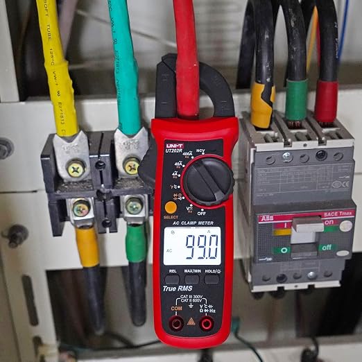 UNI-T Digital Clamp Meter UT202R AC Current TRMS Volt Amp Ohm Meter HVAC Clamp On Multimeter, Auto Ranging 4000Counts Temperature AC DC Voltage Frequency Resistance Capacitance Continuity Diode Tester