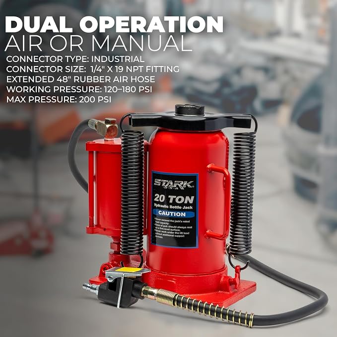 Stark USA 22 Tons Pneumatic Air Bottle Hydraulic Manual Bottle Jack Hoist Maintenance of Automobiles, Agricultural Vehicles, Trucks, Mobile Machinery