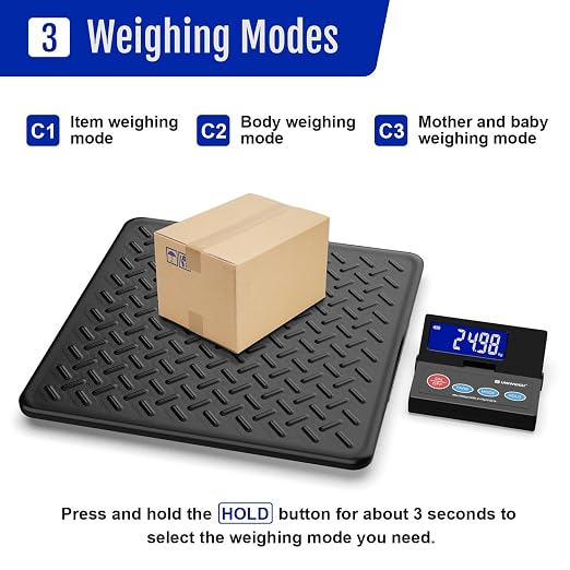 UNIWEIGH 440lb Postal Scale 10g Accuracy Digital Shipping Scale | Postage Scale with Alloy Steel Platform,USB-A/Battery Power,LCD/Tare/Hold/Auto-Off,Mail Scale for Small Business Packages