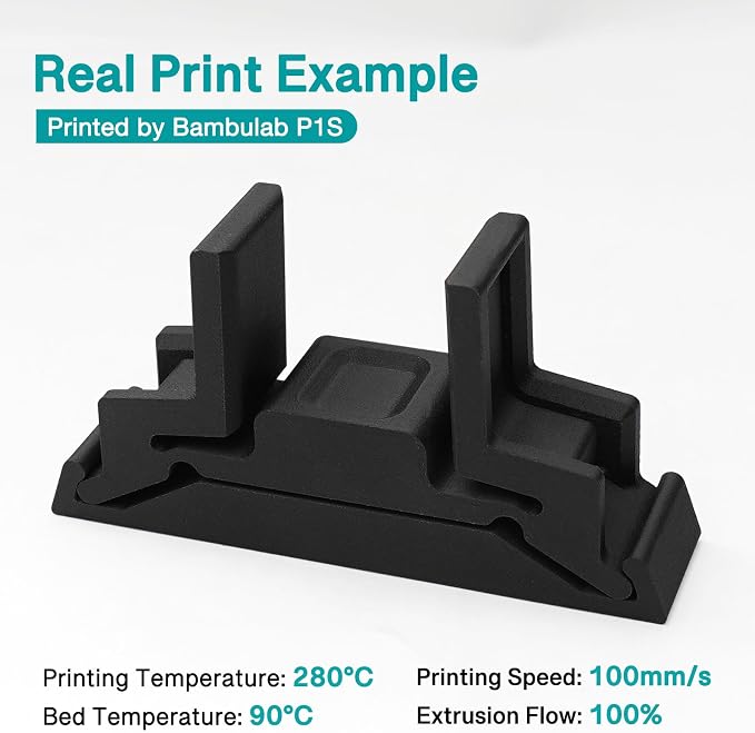 YXPOLYER Carbon Fiber Nylon Filament 3D Printer Filament PA6-CF Filament 1.75mm 500g with AMS-Compatible Spool, PA6 CF 3D Printing Filament