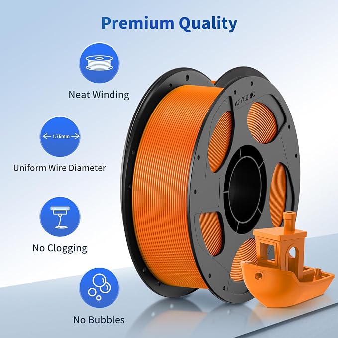 ANYCUBIC PLA Filament 1.75mm Bundle, 3D Printer Filament 1.75mm Dimensional Accuracy +/- 0.02mm, 1KG Reusable Spool, Black, White, Texture Grey, Orange, Magenta, Green Flash