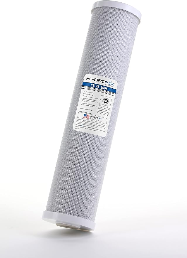 Hydronix CB-45-2005 Whole House, Commercial & Industrial NSF Coconut Carbon Block Water Filter, 4.5" x 20" - 5 Micron