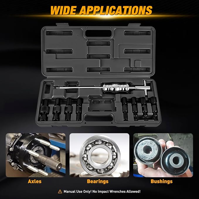 GOOACC 9PCS Blind Inner Bearing Puller Set, Slide Hammer with Expandable Collets 8-32MM Blind Hole Collet Bearing Slide Hammer Puller Set Internal Pilot Bearing Removal Tool for Axles Bearings, Black