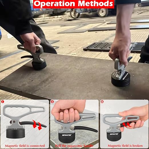 MUTUACTOR 2PCS Handheld Magnetic Pickup Tool Heavy Duty,Flexible Lifting Magnet with Handle for Pick-up,Quick Release Retrieval Grabber Strong Magnets Tool for Grappering Heavy Thick Iron Plate Block