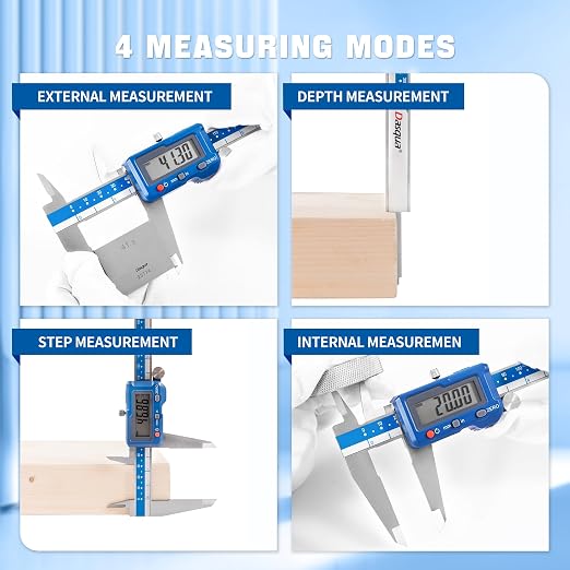 Dasqua 12”/300mm Digital Caliper, Stainless Steel Precision Measuring Tool with Advanced Dual Chip, Large LCD, Resolution 0.0005”/0.01mm, Accuracy ±0.0012”/0.03mm