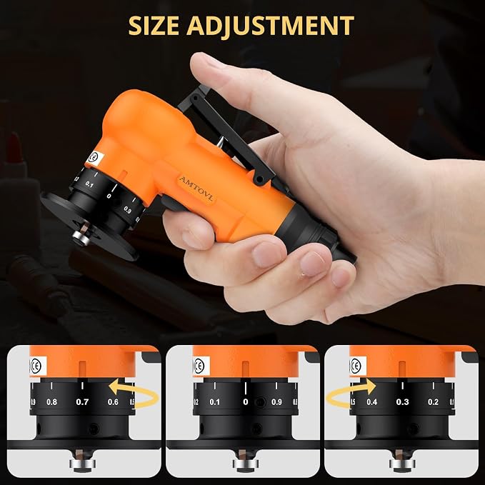 AMTOVL Pneumatic Chamfering Tool - Mini Air Chamfer Tool with 10 C-Angle & 10 R-Angle Blades, 45° 30000 RPM Chamfering Tool for Metal and Wood with 1/4" Air Inlet