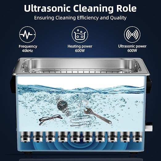 Ultrasonic Cleaner 30L 600W Digital Ultrasonic Cleaning Machine with Upgraded Degassing & Gentle Mode, 40kHz, with Heater & Timer for Tools, Jewelry, Watches, Glasses, Dentures, Small Parts
