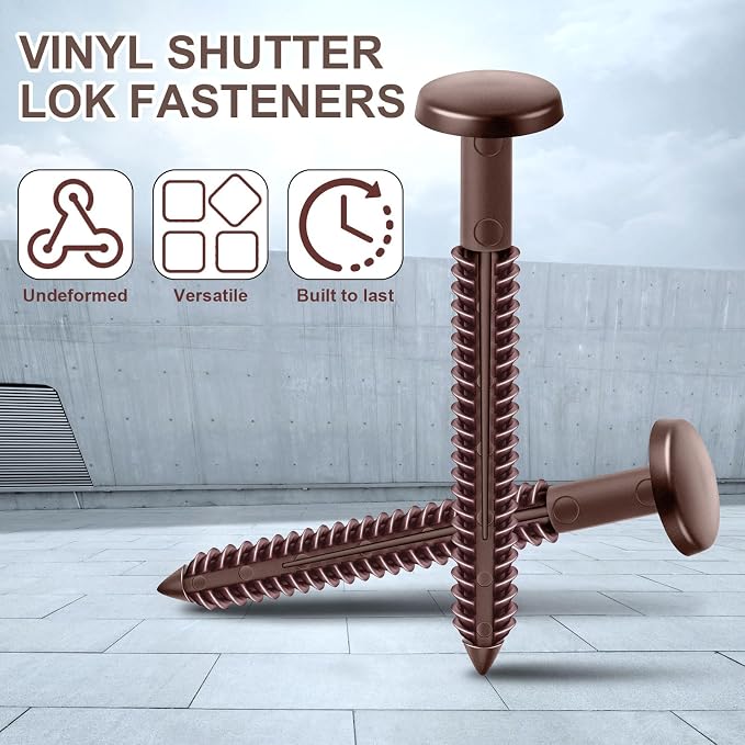 Blulu 18 Pcs 3 Inch Vinyl Shutter Fastener Window Panel Peg Lok Pin Pegs Screws Shutter Spikes Anchor (Bordeaux Red)