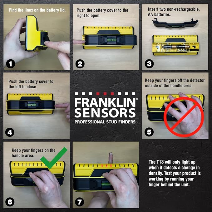 Franklin Sensors ProSensor T13 Stud Finder with 13-Sensors, Wood & Metal Stud Detector/Wall Scanner for Drywall, Built-in Bubble Level, Made in The USA