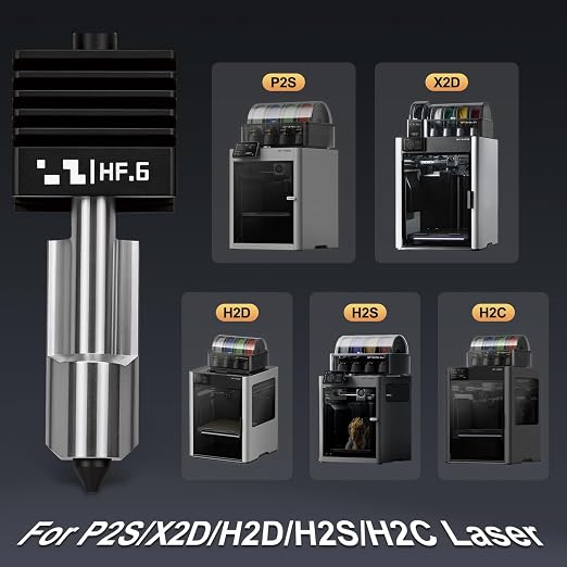 P2S High Flow Hotend Kit with Hardened Steel Nozzle for Bamboo lab H2D/H2S/H2C/X2D/P2S 3D Printer, Save 30% Time Print Head, One-Piece Integrated Design for Reduced Clogging (0.6mm)