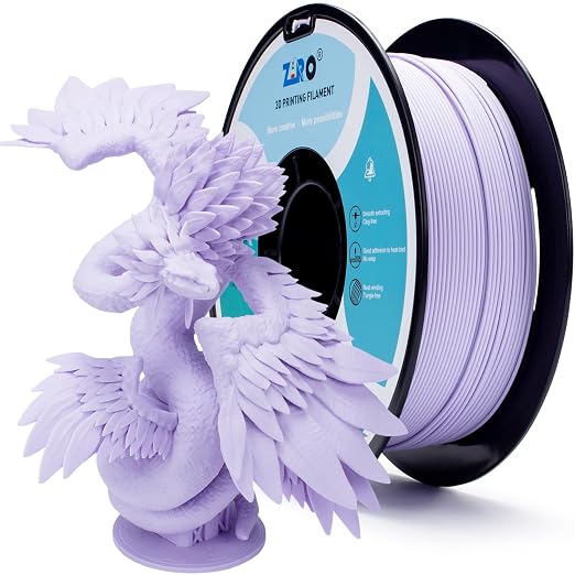 ZIRO Matte PLA Filament, Shine-Free Finish 1.75mm 3D Printer Filament, Pastel Colors PLA Series, 1kg/2.2lbs Spool, Dimensional Accuracy +/- 0.03mm, Fit Most FDM 3D Printers, Pastel Purple(Matte)