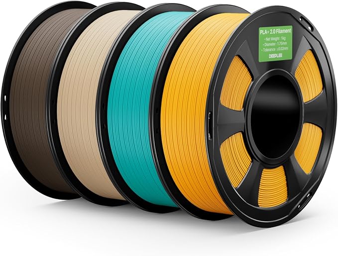 PLA+ 2.0 Filament 1.75mm, 3D Printer Filament,High Speed PLA+ Filament for Most FDM 3D Printer, Sunflower Yellow Turquoise Beige & Brown 4kg