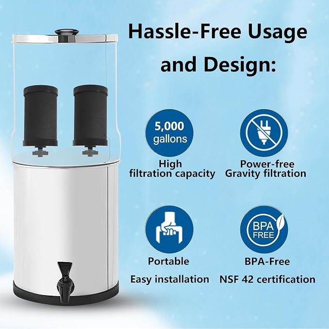 2387 Black Filter for Alexapure Water Filter Replacement 4 Pack | Compatible with Alexapure Pro Water Filtration System Gravity Carbon Block Filters,Removes Chlorine,Capacity 5,000 Gallons