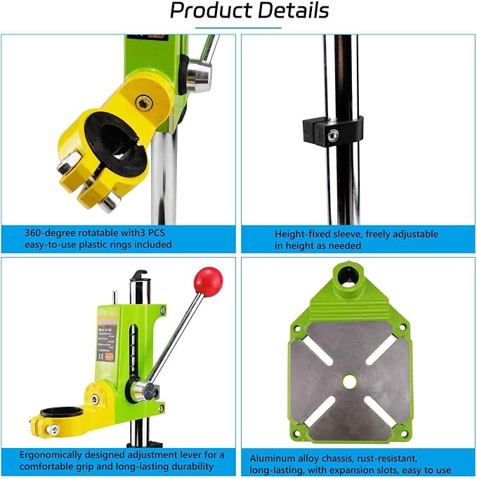 Floor Drill Press Stand for Hand Drill, 90 Degree Rotating Adjustable Universal Bench Clamp Drill Holder Drill Press Adapter Workbench Repair Tool for Benchtop Repair