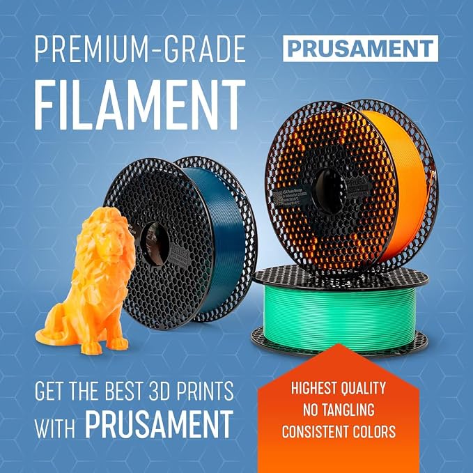 Prusament Premium PLA Azure Blue 1.75mm 2kg 3D Printer Filament | PLA filament with ±0.02 mm precision, low warping, and reliable, tangle-free printing for beginners and professionals.