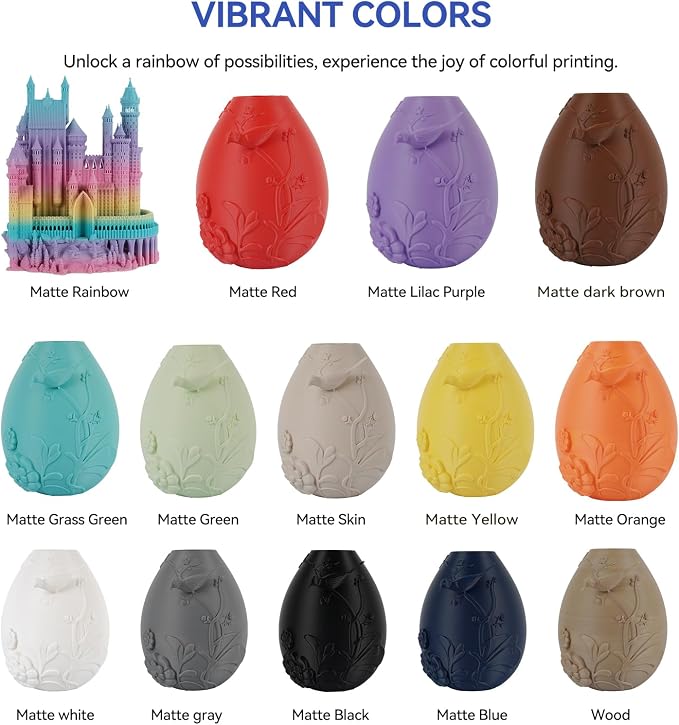 Kingroon Matte PLA Filament 1.75mm 3D Printer Filament Matte Filament 1kg Dimensional Accuracy +/- 0.02 mm (Matte Gray)