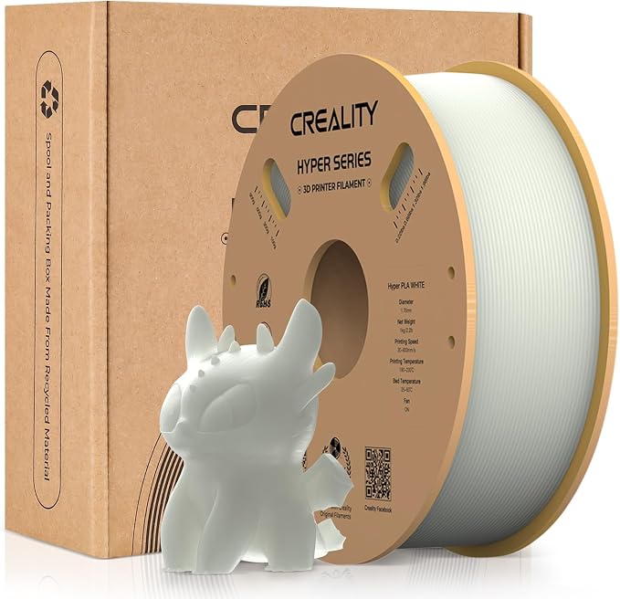 Creality Hyper 3D Printer PLA White Filament High Speed Printing 1.75mm 2.2lbs Spool ±0.03mm Dimensional Accuracy Flow Durable Resistant Smooth for Ender 3 v3 Plus KE K1 Max K1C 3D Printers