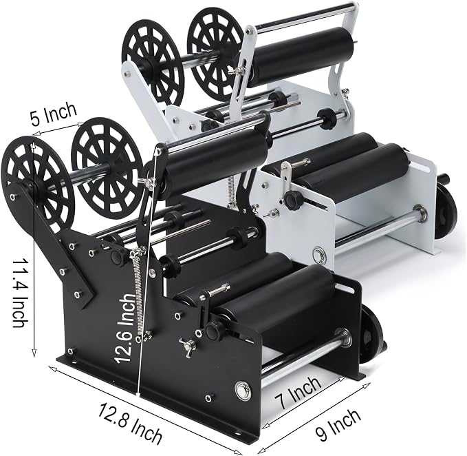 Manual Bottle Labeling Machine, Bottle Label Applicator for Round Bottles (Black)