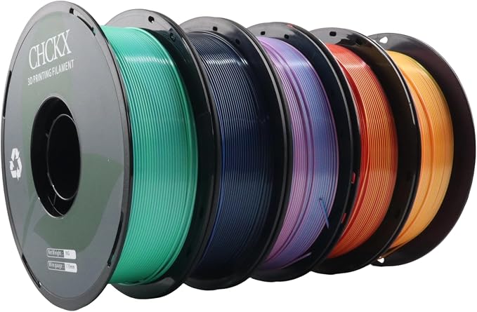 10 Pack PLA Filament Bundle, Silk Dual Color PLA Filament 10 Rolls, 1kg Spool(2.2lbs), 1.75 mm, Dimensional Accuracy +/- 0.02mm, 10 Different Dual Colors