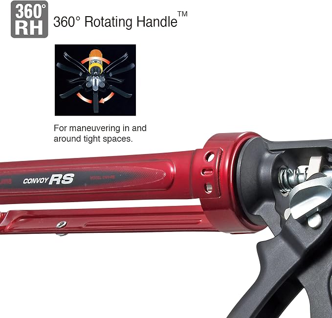 TAJIMA Caulk Gun - 1/4 Gallon (1 Quart) Convoy RS Dual Power Gun with Dual-Thrust Ratio & Auto Flow Stop - CNV-900RS
