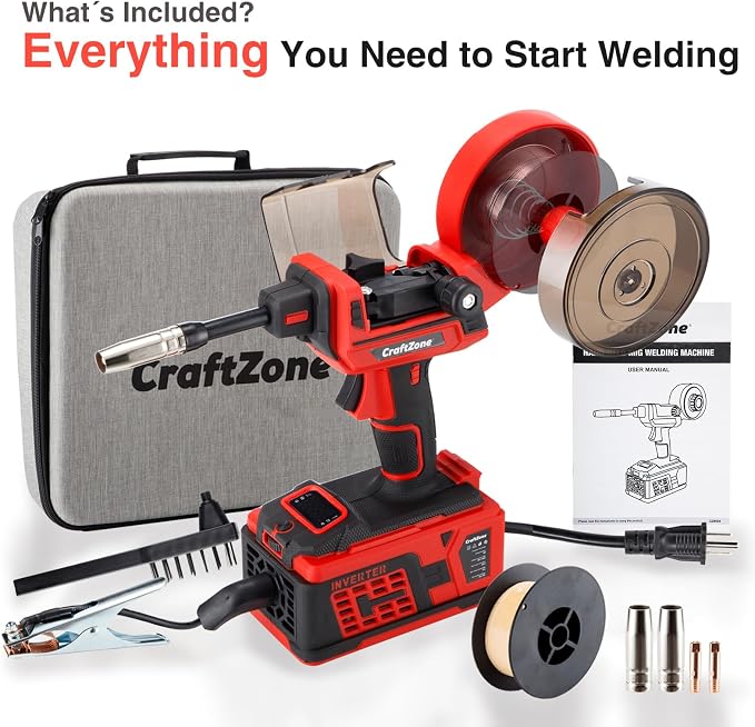 Handheld MIG Welder | Easy Operation Flux Core Welder with Overheat & Voltage Protection, Portable Gasless Handheld Gun | Lightweight 110V for Home DIY & Auto Repair