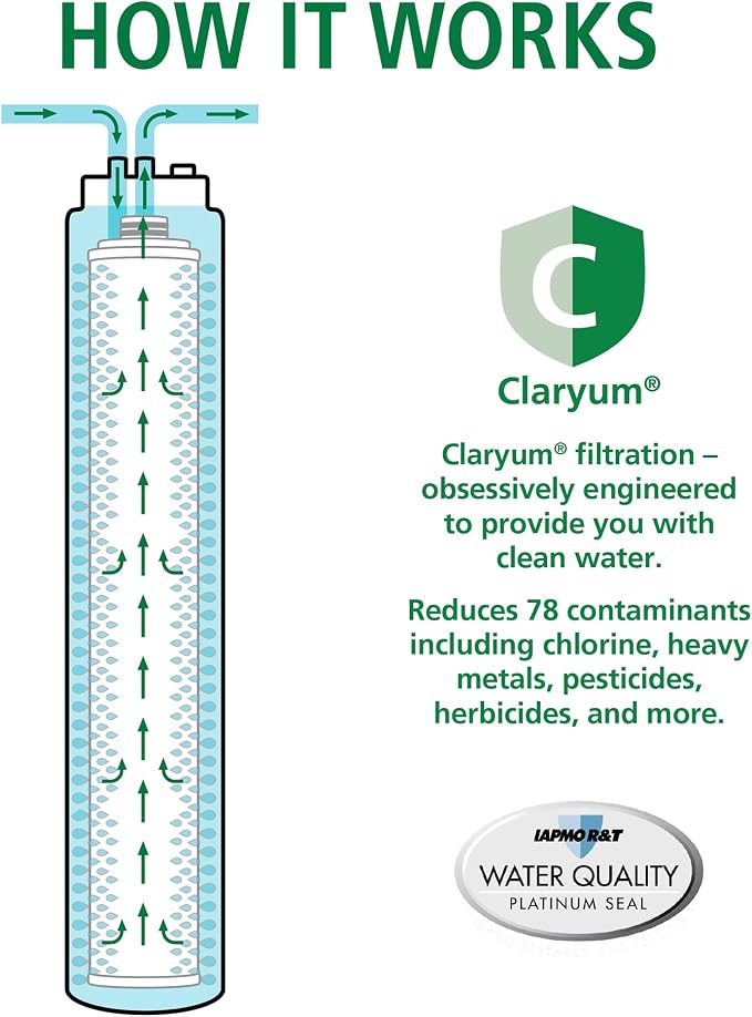 AO Smith Advanced Direct Connect Under Sink Replacement Filter for AO-MF-ADV System - Claryum Filtration Reduces Up To 99% of 78 Harmful Contaminants - AO-MF-ADV-R