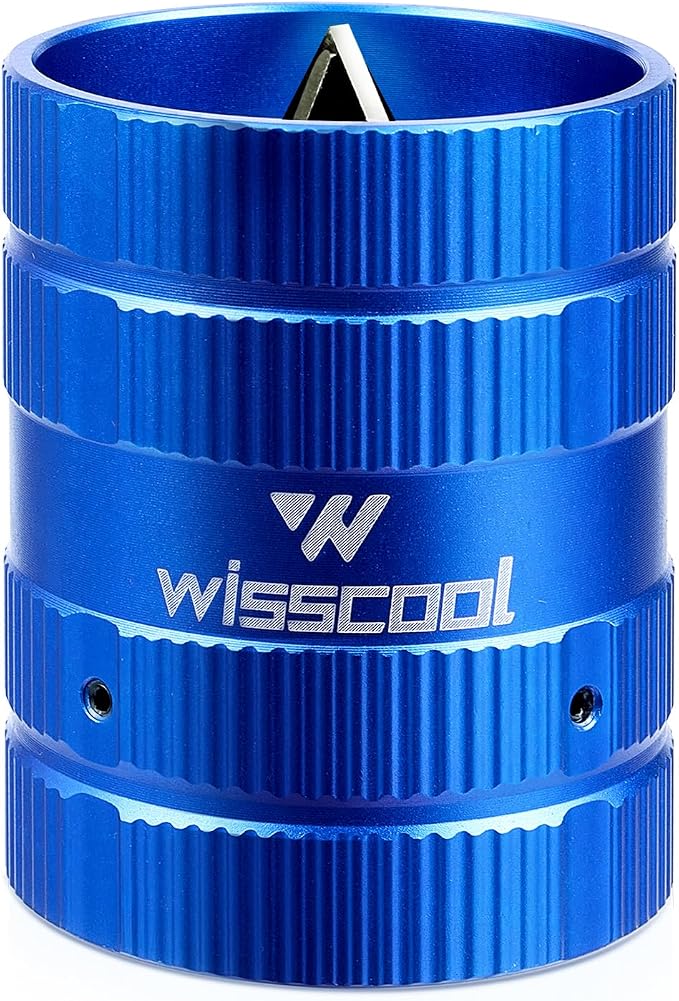 WISSCOOL Pipe Reamer Tool, Copper PVC Tube Deburring Tool Plumping Tools Pipe Cleaner 1/4" to 1-5/8" Inner Outer Reamer Pipe Tubing Chamfer for Metal PVC PPR Copper Brass Aluminum(Blue)