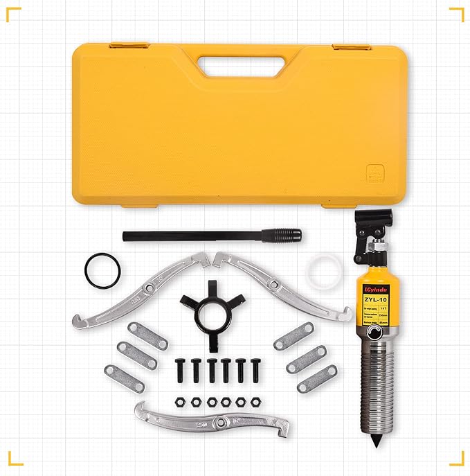 Hydraulic Gear Puller, 10 Ton Hydraulic Puller Kit Bearing Puller with Case 2 or 3 Jaws Bearing Hub Separator Hydraulic Puller Separator Tool for Pulling Hubs, Bearings, Gears, ZYL-10