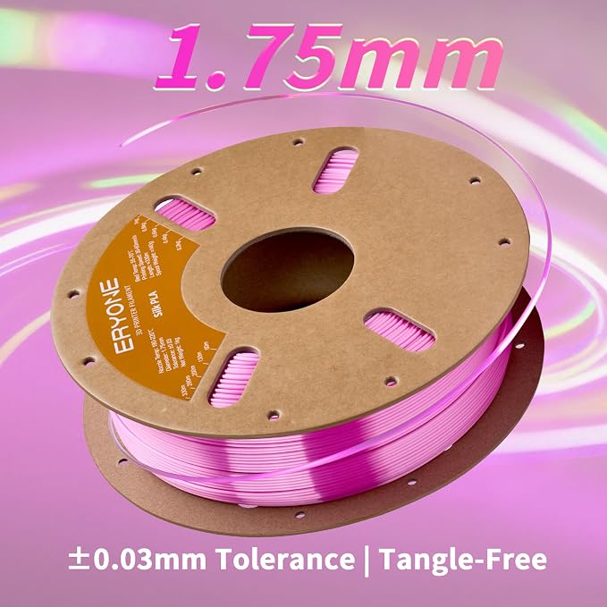 ERYONE Silk PLA Filament for 3D Printer 1.75mm +/- 0.03mm, Shiny Filament 1kg (2.1lbs)/Spool, Azalea Pink