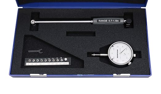 Accusize Industrial Tools 0.7-1.5'' by 0.0005'' Ddial Bore Gauges, Stem Length 6'', Ee20-5015 | 6" Stem Length, Self-Centering, Chrome-Plated Handle, Insulated Grip, EE20-5015