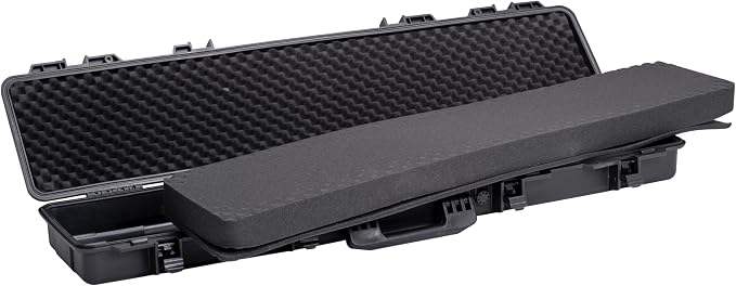 MEIJIA Portable Waterproof All Weather Hard Rifle Case,Soft Handle Grip,Customizable Fit Foam Inserted,without wheels,Black