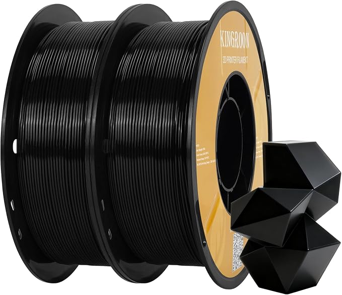 Kingroon High Speed PETG 3D Printer Filament 1.75mm, 3D Printer Rapid Filament for 30-600mm/s Hyper Printing Filament, Dimensional Accuracy +/- 0.03 mm, 2 kg Plastic Spool (4.4lbs（Black）